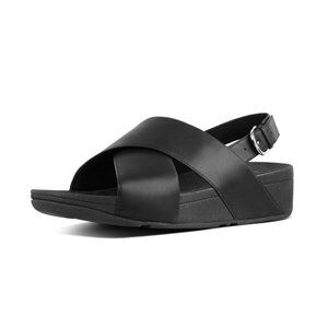 Fitflop Lulu Cross Ankle Strap Sandals Black Patent Sz 9